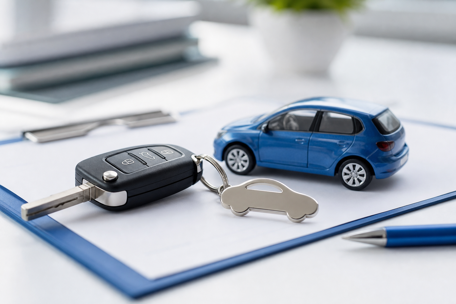 Autoschlüssel und Unterlagen zur KFZ-Versicherung
